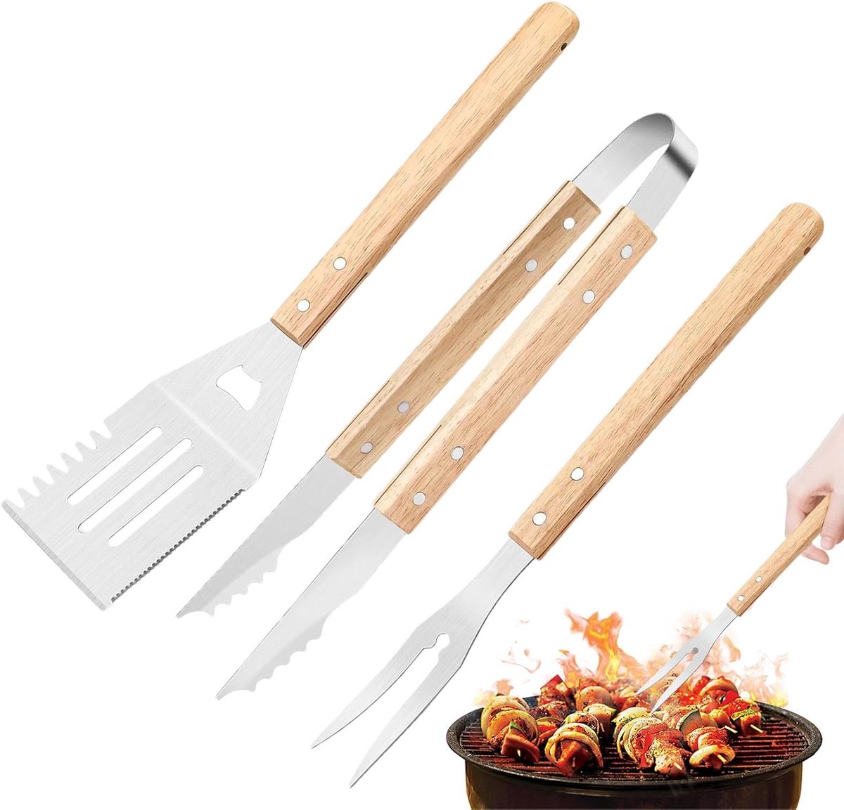 BBQ Gereedschap Set - Grill Accessoires - Buiten Koken - Roestvrij Staal - 45cm Lengte
