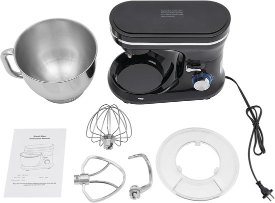 Keukenmachine 4.5L - Mixer Kom - Bakken en Mixen - Stille Werking 68dB - 35.5x18.8x28cm - Zwart — afbeelding 4