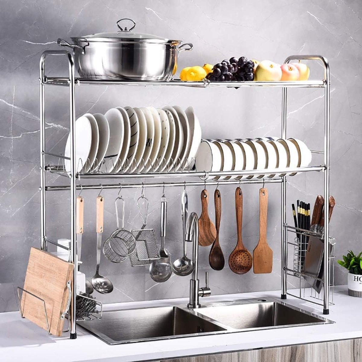 Keukenrek - Afwasrek - Servies Drogen - Roestvrij Staal - 3 Maten - Zilver
