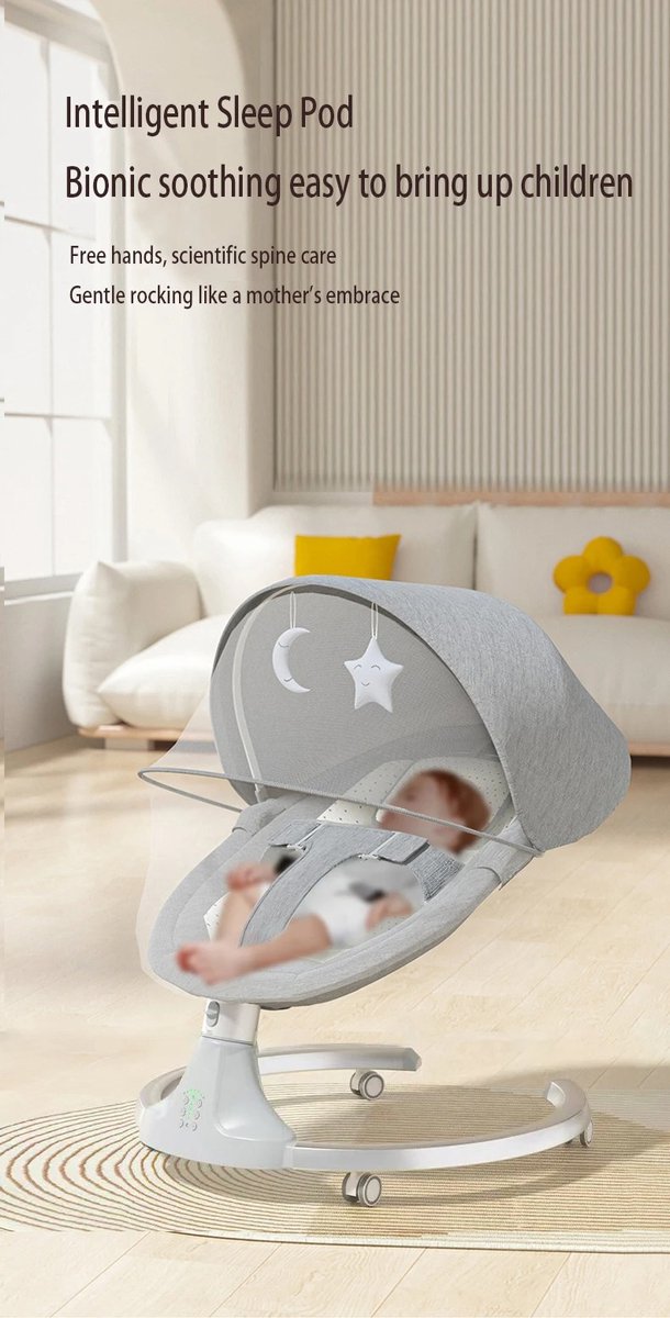 D&A Bed - Baby Bed - Elektrisch Bed - Bluetooth Speaker - Schommelstoel - 0 tot 2 Jaar - Schommelstoel Baby - Muziek - Grijs — afbeelding 2