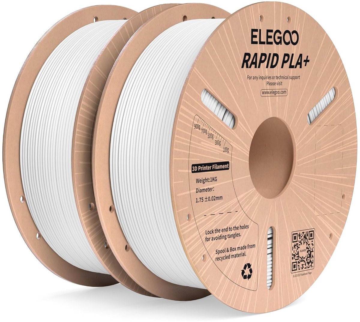 PLA+ Filament - Snel Printen - 3D Printen - Hoge Snelheid 600 mm/s - 175 mm Diameter - Wit