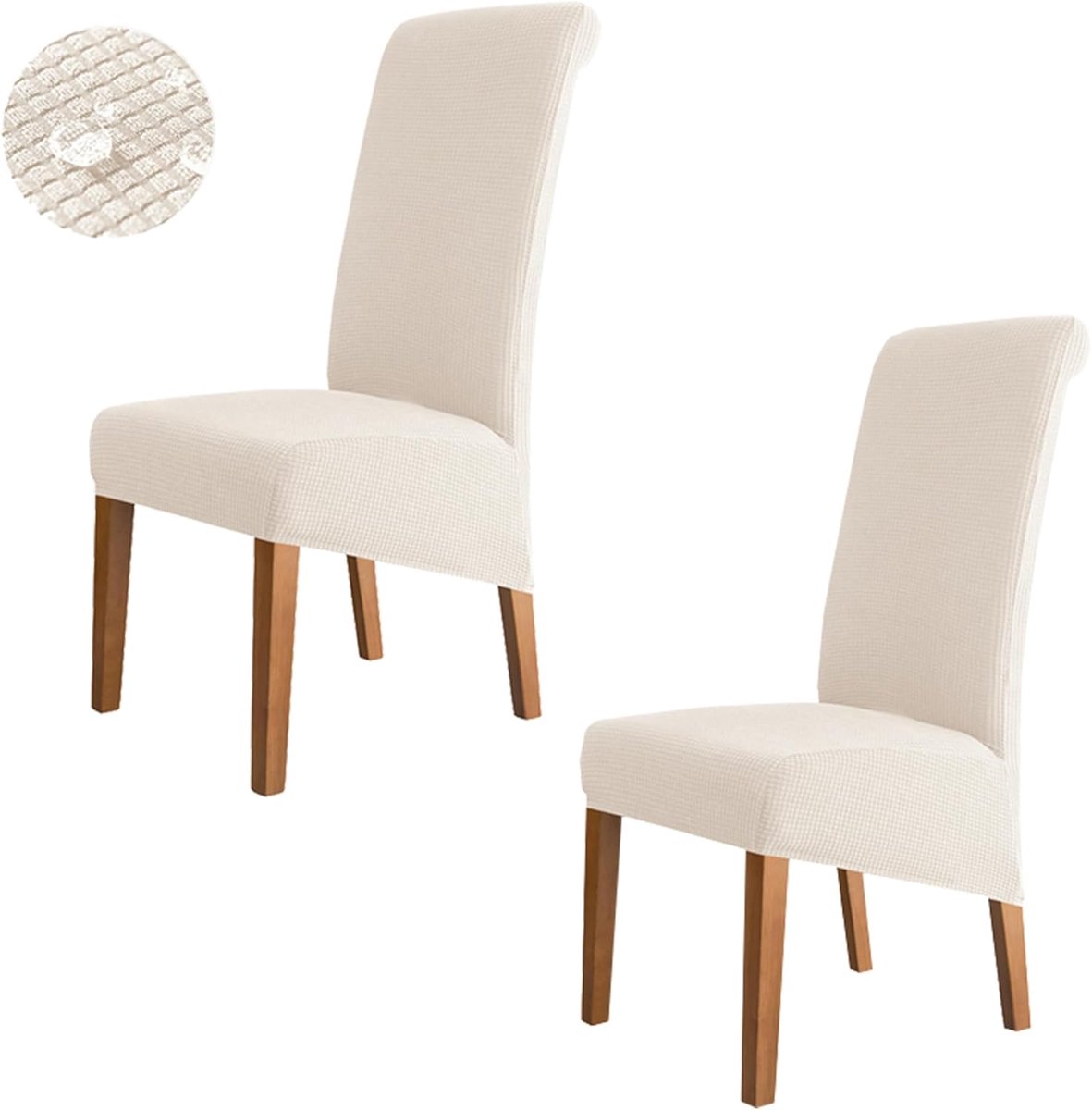 Stoelhoezen Set - Beschermhoezen Meubels - Stoelen Vernieuwen - Hoge Rugleuning XL - Afneembaar Wasbaar - Wit