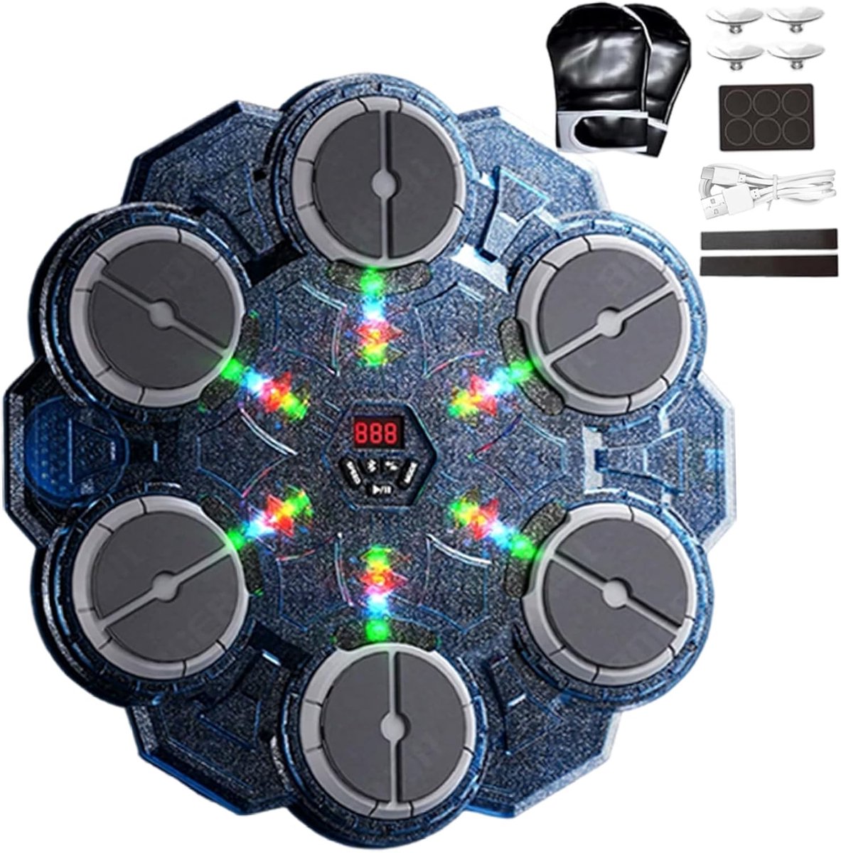 Muziek Boksen Pad - Interactieve Trainer - Fitness Verbeteren - 9 Snelheden Adaptief - 36.5x33.5x3.7 cm - Blauw