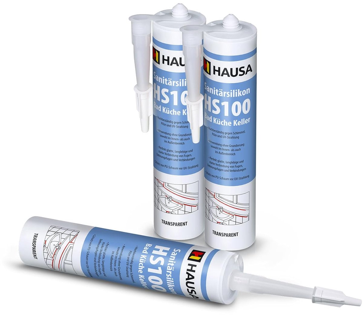 Siliconenkit - Voegenkit kit - Sanitair afdichten - Zeer elastisch - 3 x 310ml - Transparant