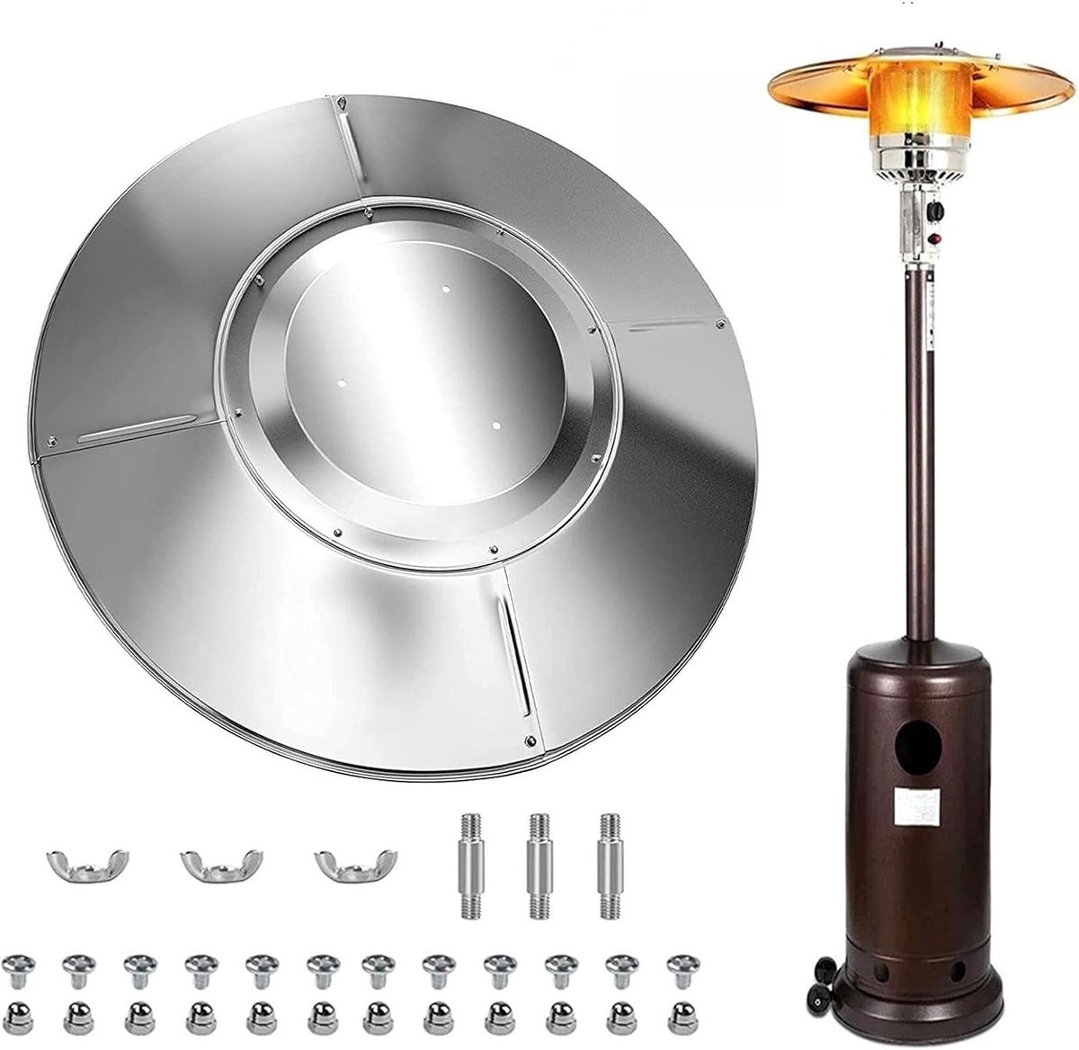 Terrasverwarmer Reflector - Warmte Scherm - Buiten Verwarmen - Vlamvertragend Aluminium - 33 Inch Diameter - Zilverkleurig