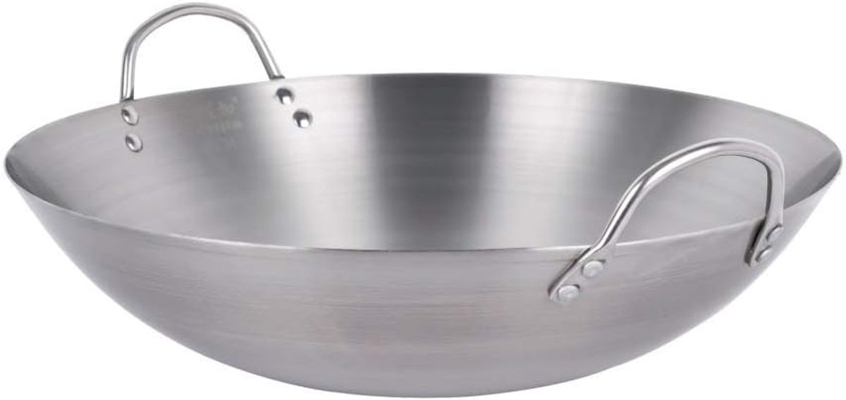 Roestvrijstalen Wokpan Grote Koekenpan Professioneel Koken Ongecoat IJzer Tot 60 cm