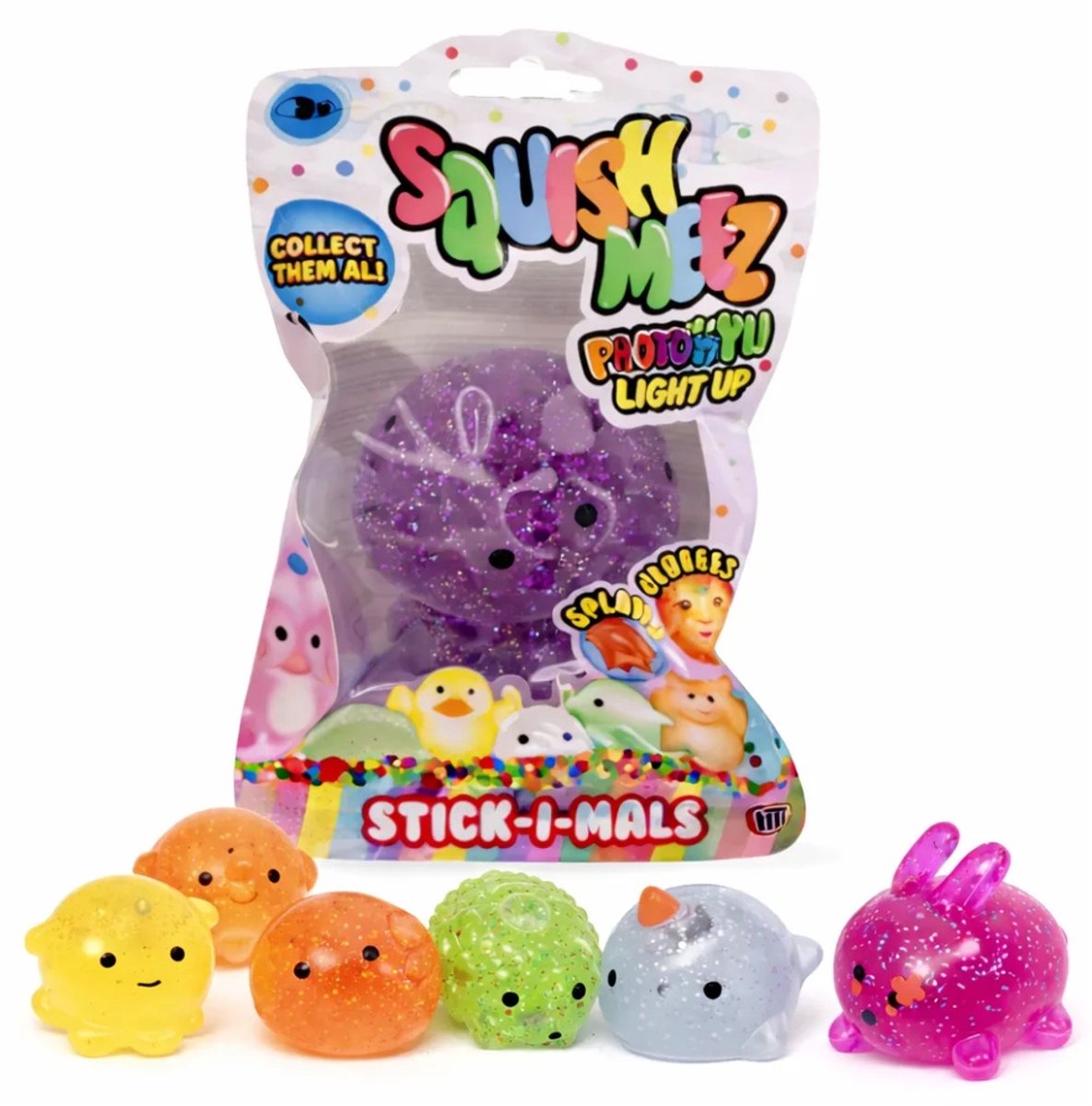 Mochi Squishy Stressbal - 1 knijpbal met lampje - Fidget Toys - Voor de hand - Super zacht materiaal - 5 cm groot - Spaar ze allemaal