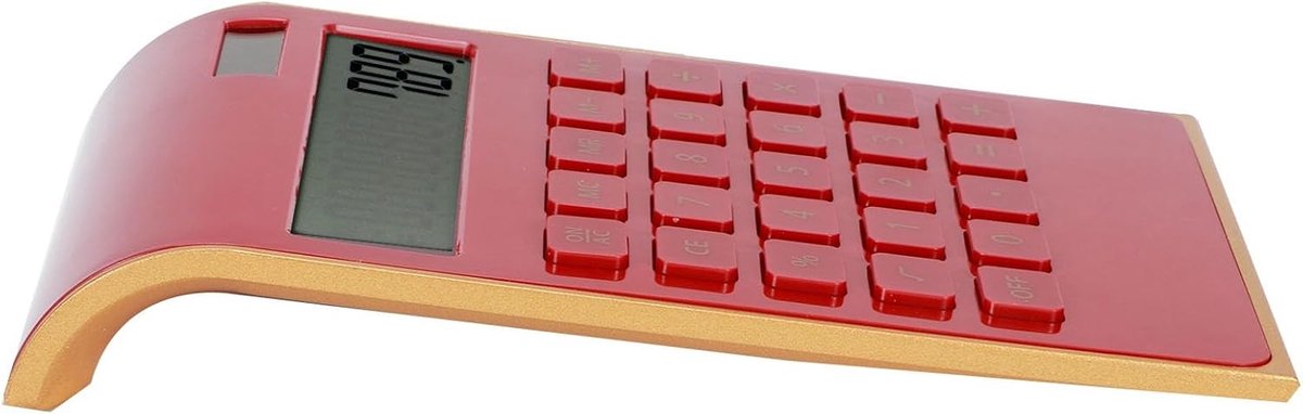 Desktop Rekenmachine - Zakrekenmachine Kantoor - Dagelijkse Berekeningen - Dubbele Voeding Solar - 10 Cijfers LCD - Rood