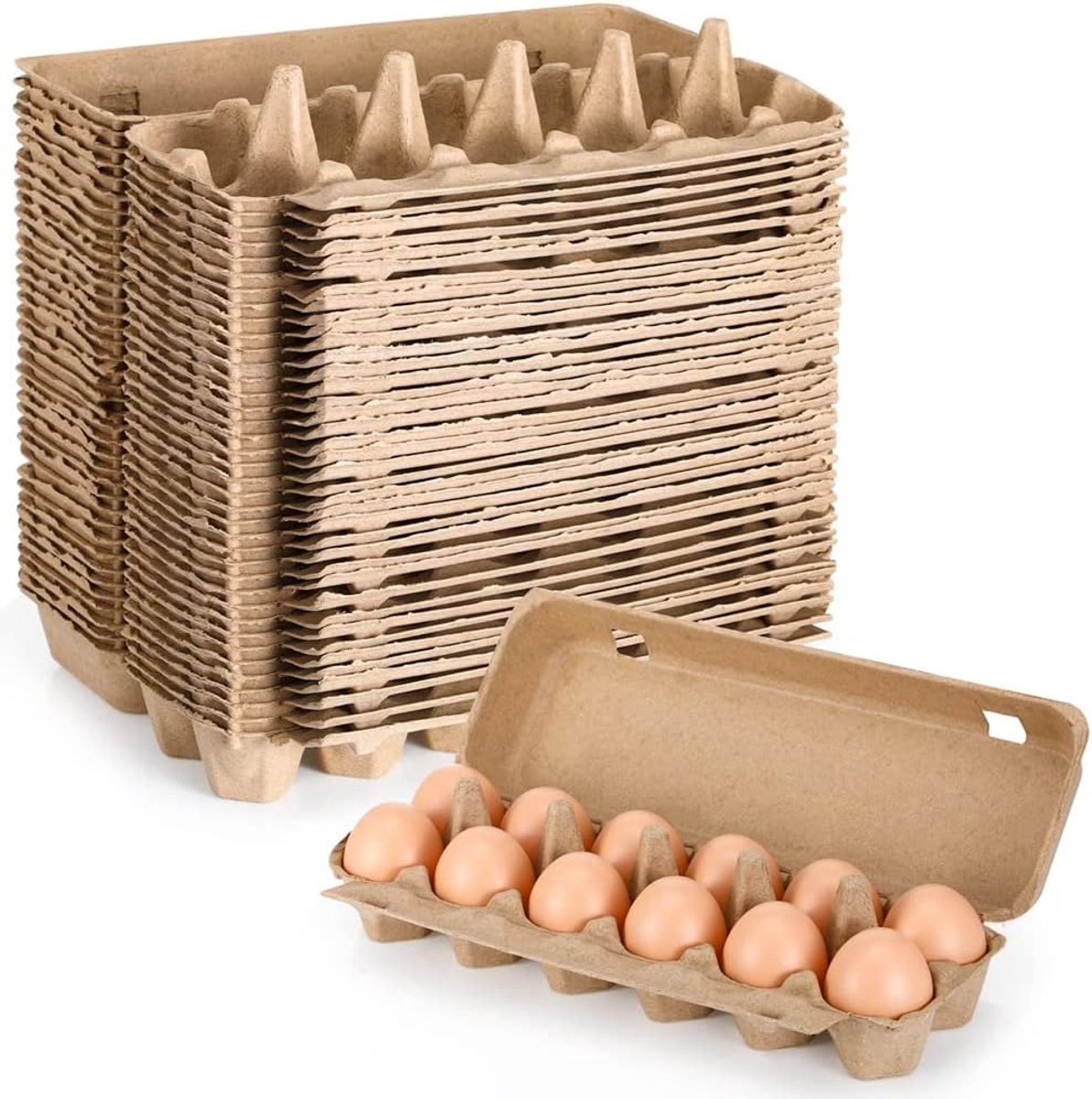 Kartonnen Ei Dozen - Pulp Containers - Eieren Opslag - 20 Stuks Pakket - 29x22x20 cm - Bruin