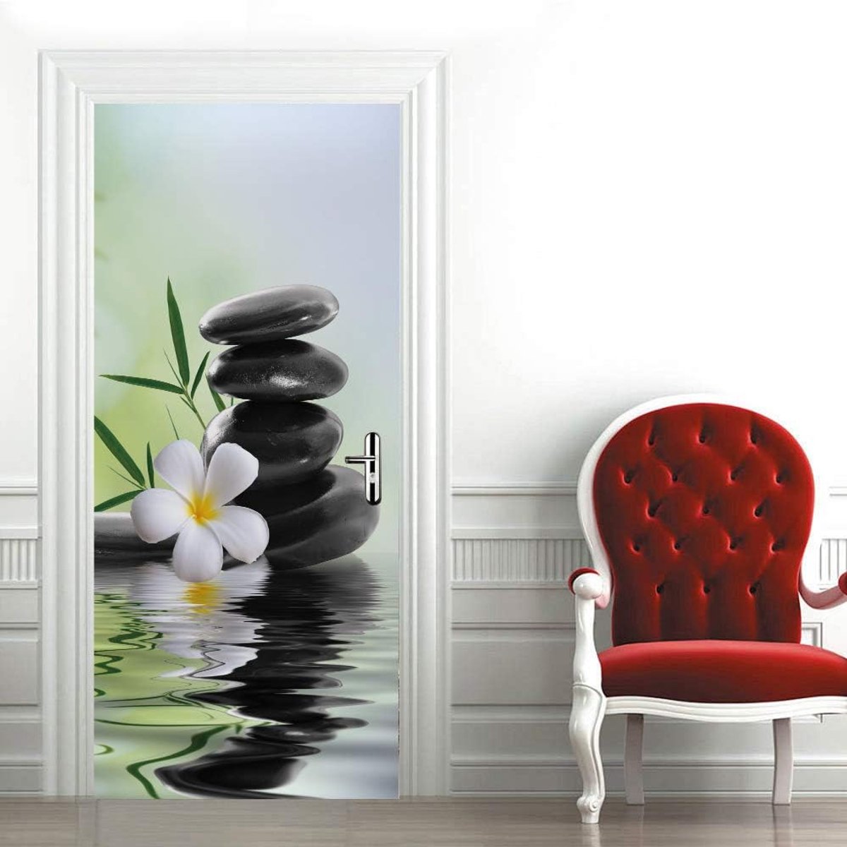 Deurstickers - Muurdecoratie - Binnendeuren Decoreren - 3D Steen Effect - 90x78 cm - Wit