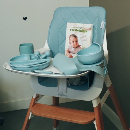 Babley Startbundel Baby-Led Weaning / Rapley-methode Blauw - Meegroeistoel, Spatmat, Siliconen Kinderserviesset & BLW Handboek - Compleet startpakket voor vaste voeding - 6–36 maanden van Merkloos — afbeelding 4