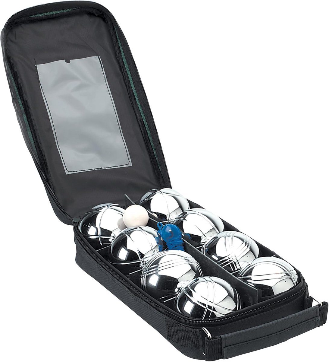 Boules Set - Petanque Ballen - Buiten Spelen - Verchroomd Metaal - 8 Ballen - Zwart Zilver