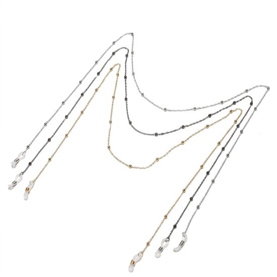 Fenical Bril ketting anti-slip parels bril halsketting brillenband dames heren leesbril ketting voor eyewear zonnebrillen sportbrillen (roze goud parelpatroon