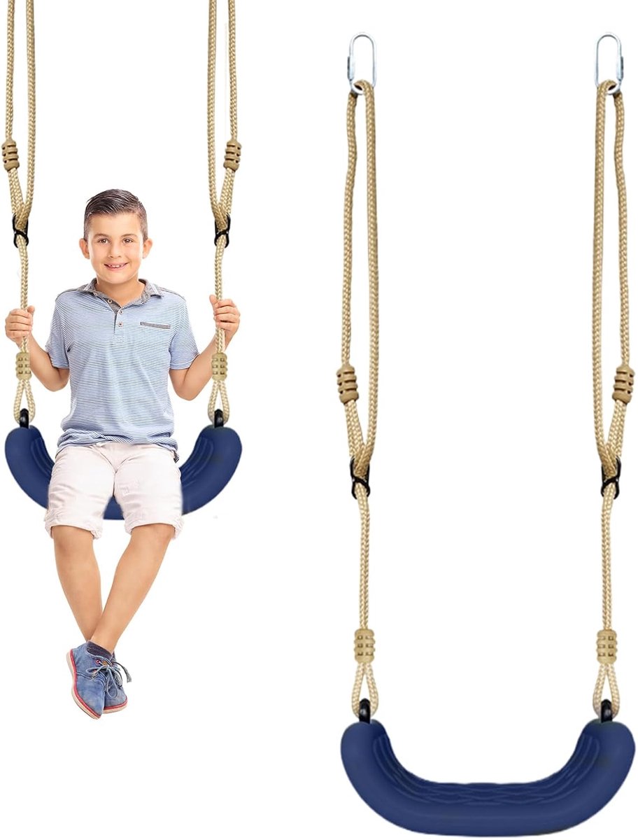 Kinderschommel Zitting - Hangstoel Touw - Buiten Spelen - Antislip Zitting Verstelbaar - 125-200cm Lengte