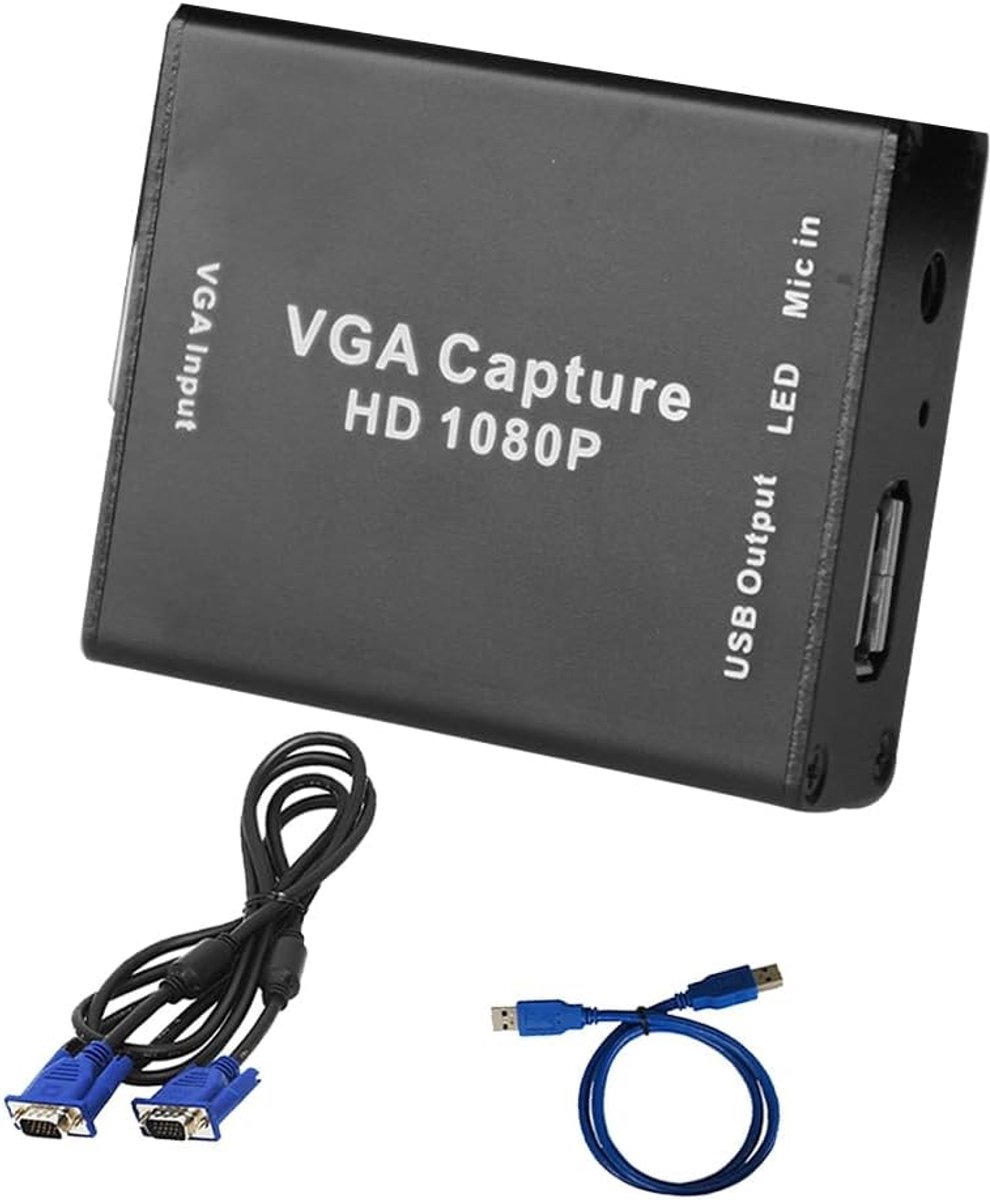 Video Capture Card - VGA naar USB - Audio Video Opname - 1080P Drive-Free - Zwart