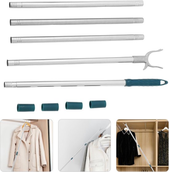 Kledingstok Telescopisch - Verstelbare Stang - Kleding Ophangen - Roestvrij Staal - 201 cm Lang - Zilver — afbeelding 5