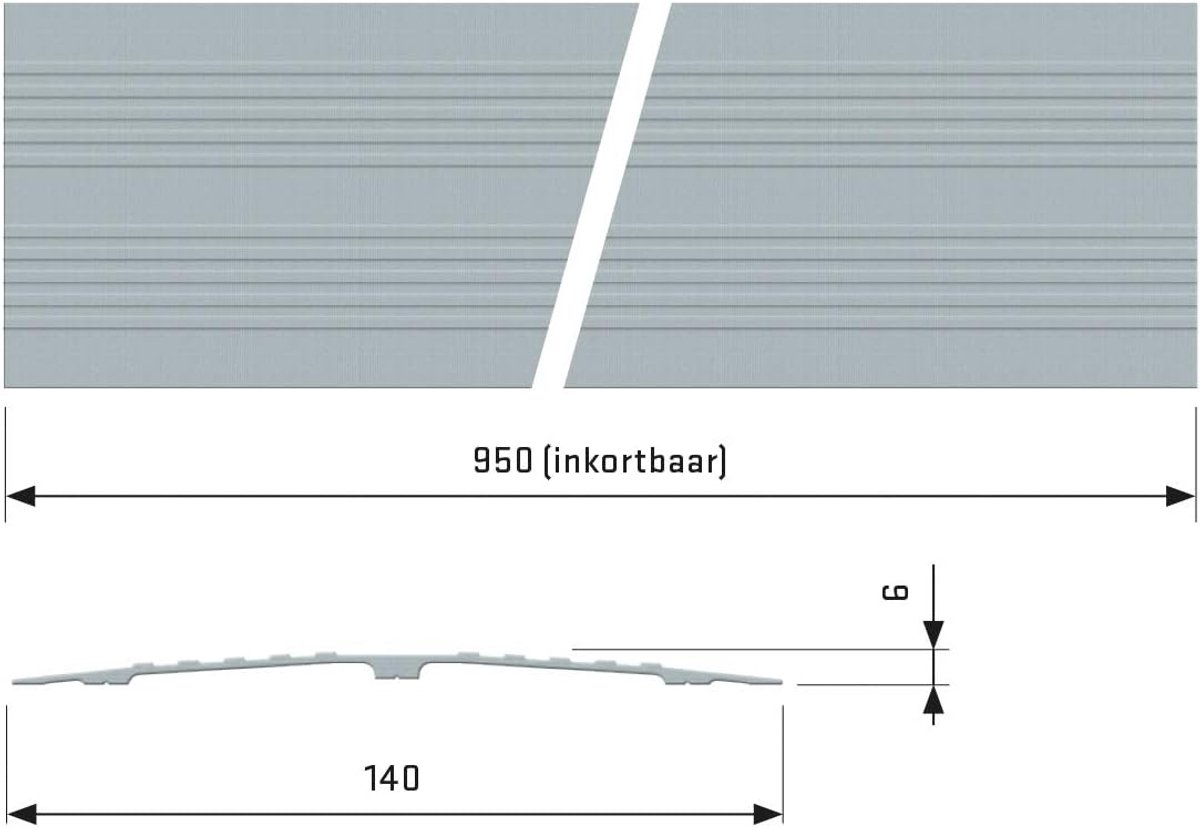 Drempelvervanger - Drempeloplossing - Mobiliteit Verbeteren - Eenvoudig Inkortbaar - 95x14cm - Blank geanodiseerd