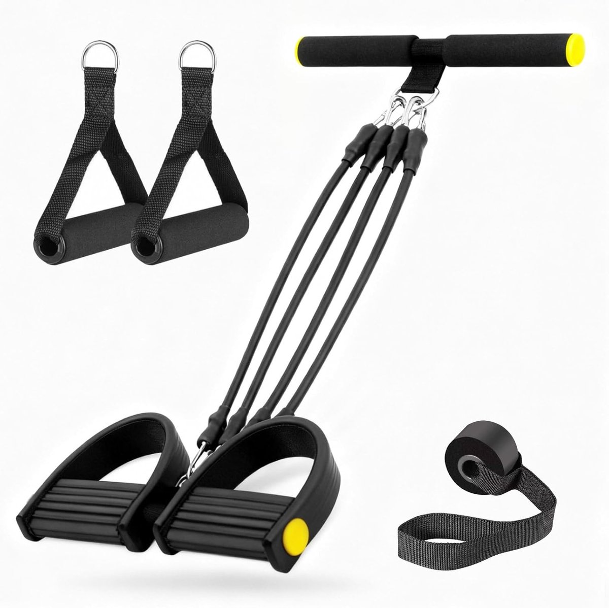 Buiktrainer - Fitness apparaat - Thuis trainen - 6 elastische buizen - 670 gram
