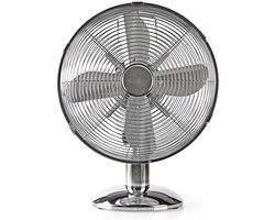 Metalen Tafelventilator - Persoonlijke Koeler - Verkoeling op Kantoor - Instelbare Luchtstroom - 30 cm Diameter - Chroom