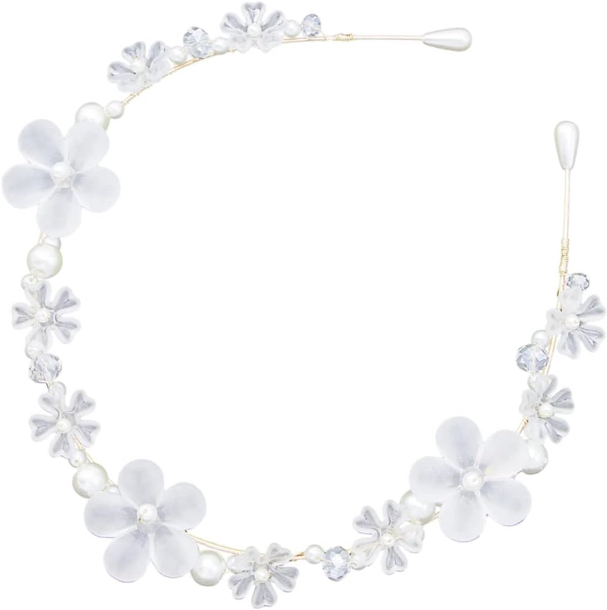 Bruid Haarband - Parels Bloem - Bruiloft Accessoire - Lichtgewicht Comfort - 8 gram - Wit