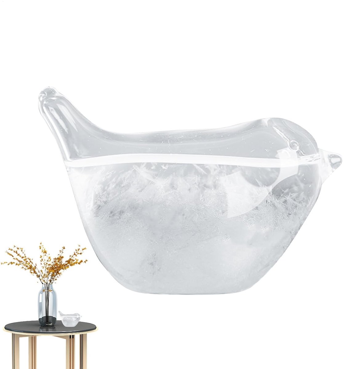 Weersvoorspeller - Stormglas - Decoratief display - Vogelvorm - 8x5x4 cm - Transparant