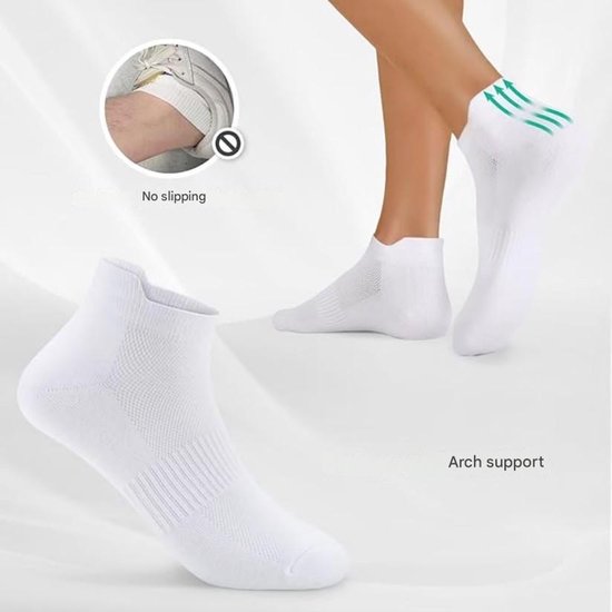 Verpakking van 10 paar - Unisex laag uitgesneden katoenen sokken - Ademende, antislip sportsokken - Mesh bootsokken - Hardloop- & sportsokken (enkelhoogte) - Lichtgewicht katoenen sokken - Maat M - Lichtgrijs - maat 36—41 van Merkloos — afbeelding 5