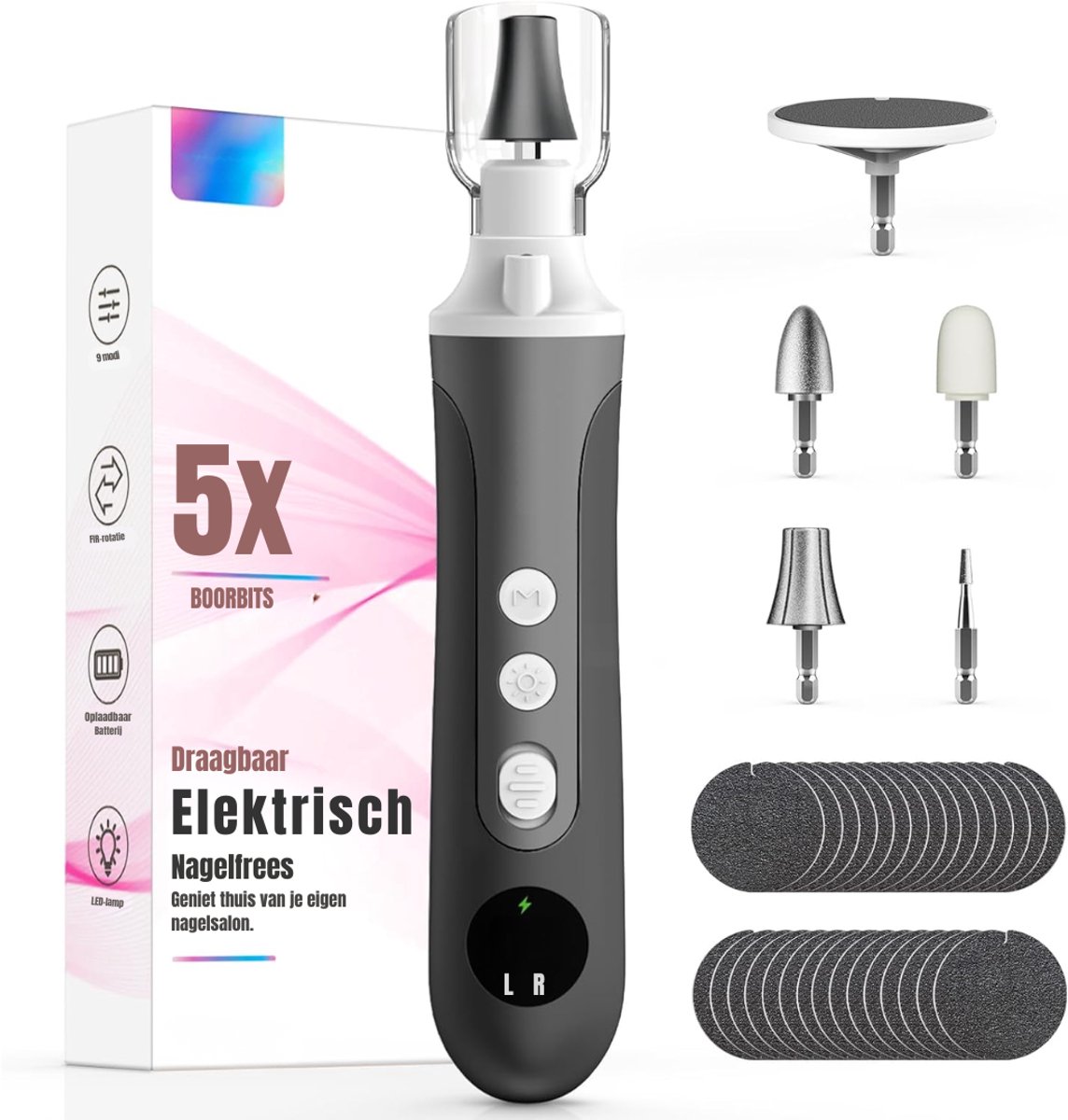 SVN® Pedicureset Electrisch - Pedicureset Professioneel - Pedicureset - Grijs - 39cm x 35cm x 157cm