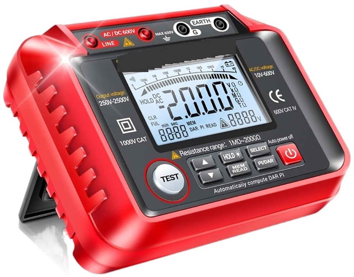 Weerstandstester - Ohm Meter Megohmmeter - Isolatie Meten - Hoogspanning - 200GΩ - One Color