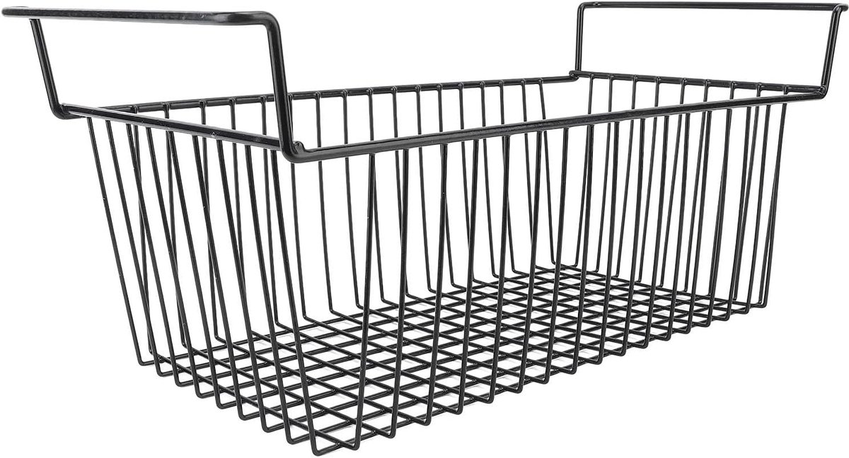 Vriezer Organizer - Opbergbakken Mand - Keuken Koelkast - Stapelbaar Met Handvat - L70cm B30cm H27cm - Zwart
