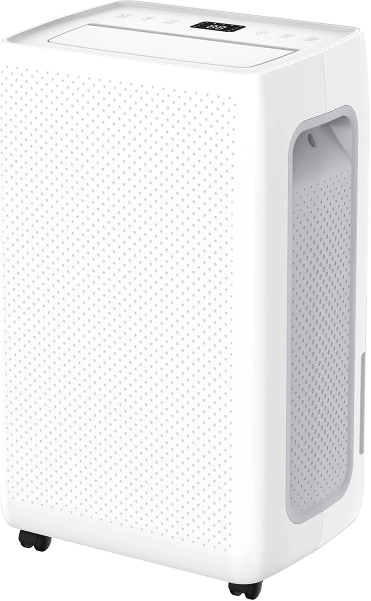 Compacte Luchtontvochtiger - Vochtvreter Apparaat - Binnenhuis Ventilatie - Met Koolstoffilter - 20 Liter Capaciteit - Wit Grijs