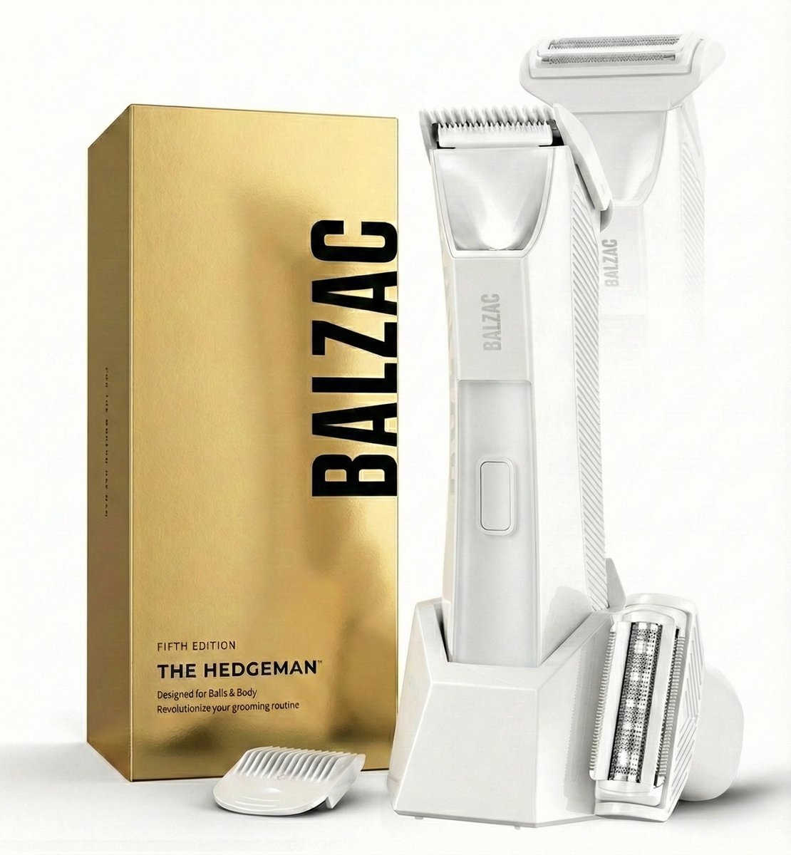 BALZAC® The Hedgeman® 5.0 Limited Edition - Bodygroomer Mannen en Vrouwen - Ladyshave - Waterdicht - Foil Shaver - Extra Veilig - Trimmer Schaamstreek - Body Trimmer Heren - Ghost White