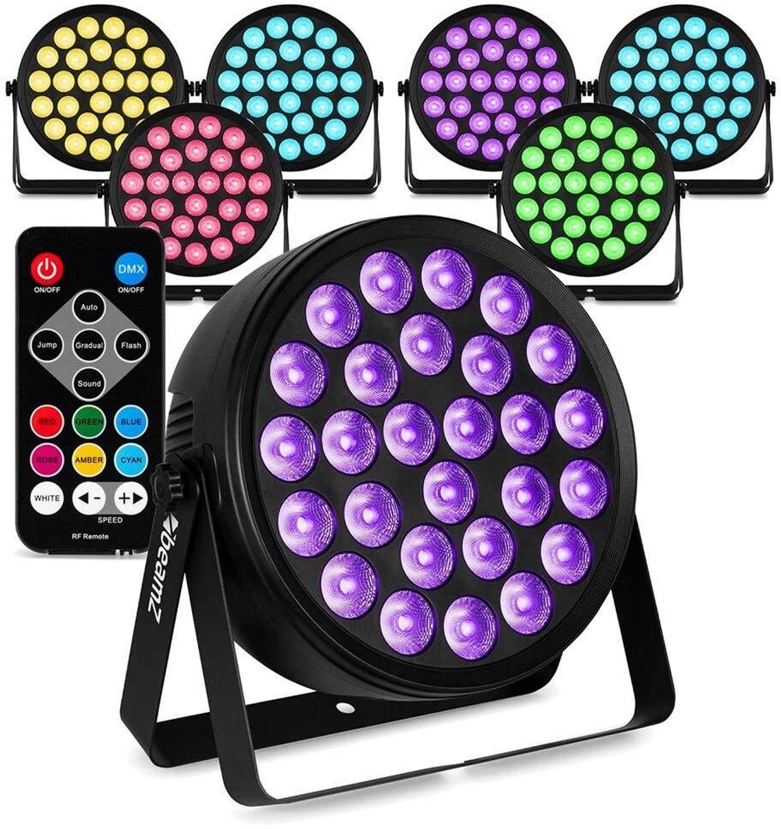 BeamZ set van 8 BCC260 LED PAR - PAR spot met 27x 6W LED’s - Blacklight met afstandsbediening