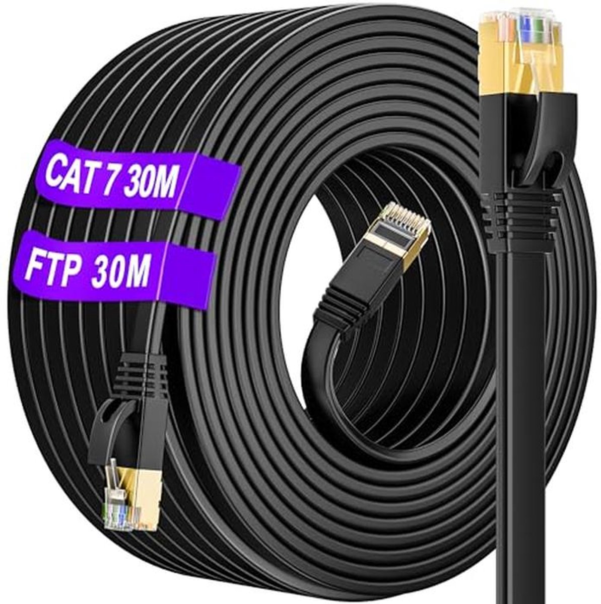 Cat 7 Ethernet Kabel 30 Meter - Hoge Snelheid Netwerkkabel tot 10Gbps, Waterdicht en AFgeschermd