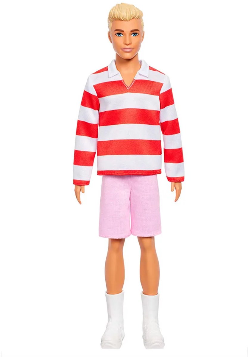 Barbie Fashionistas Ken Pop - Blond haar en rood-wit gestreepte polo — afbeelding 12