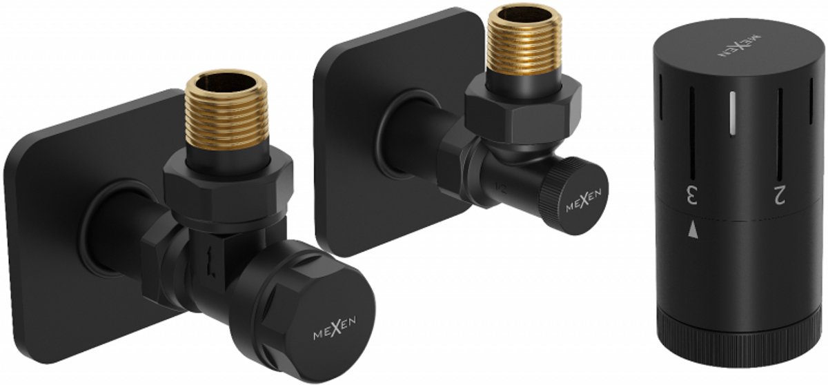 Mexen G05 hoek thermostaatset met S-afdekking, zwart - W901-958-909-70