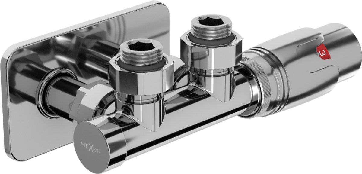 Mexen G00 hoekset met thermostaat en S-rozet, Duplex, DN50, chroom - W907-900-910-01