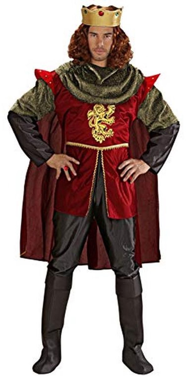 Kostuum voor Koning met Shirt, Broek, Cape en Kroon - Maat XL