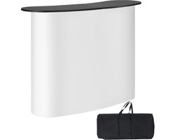 VEVOR Draagbare Beursbalie Beursbalie, 130x46,5x95cm Beursstand Beursstand, Opvouwbare Promotie Retail Bartafel, Pop-up Podium met Opbergplank, Draagtas, Wit