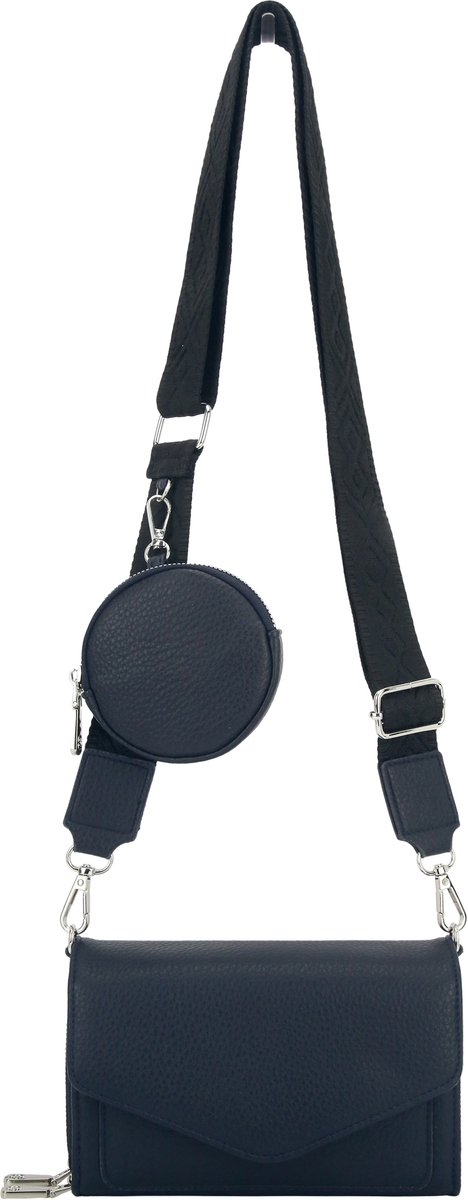 Dames Telefoontas Donkerblauw - Telefoontasje - Brede Bagstrap - Kleine Damestas - Festival Tas - Cadeau Vrouwen