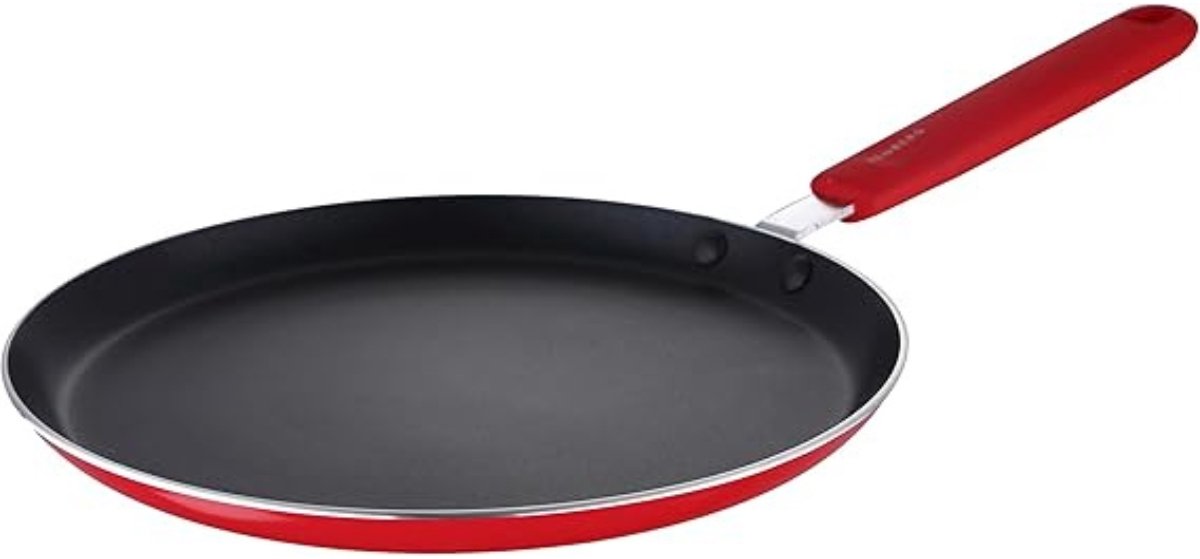 Famanu – Compacte pannenkoekenpan 24 cm van geperst aluminium met antiaanbaklaag zachte grip en inductiegeschikte bodem