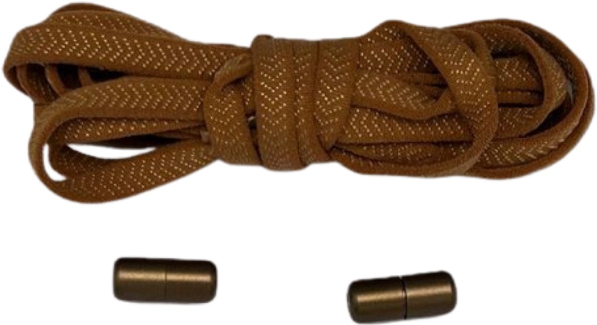 Knaak Plat Elastische Veters - Niet Meer Strikken! - Bruin - Schoenveters - 2 Stuks - One Size