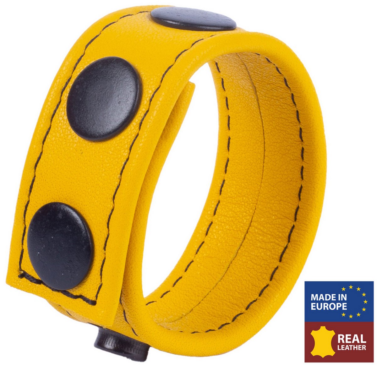 Red Leather - Cocky - Verstelbare Leren Cockring - Geel