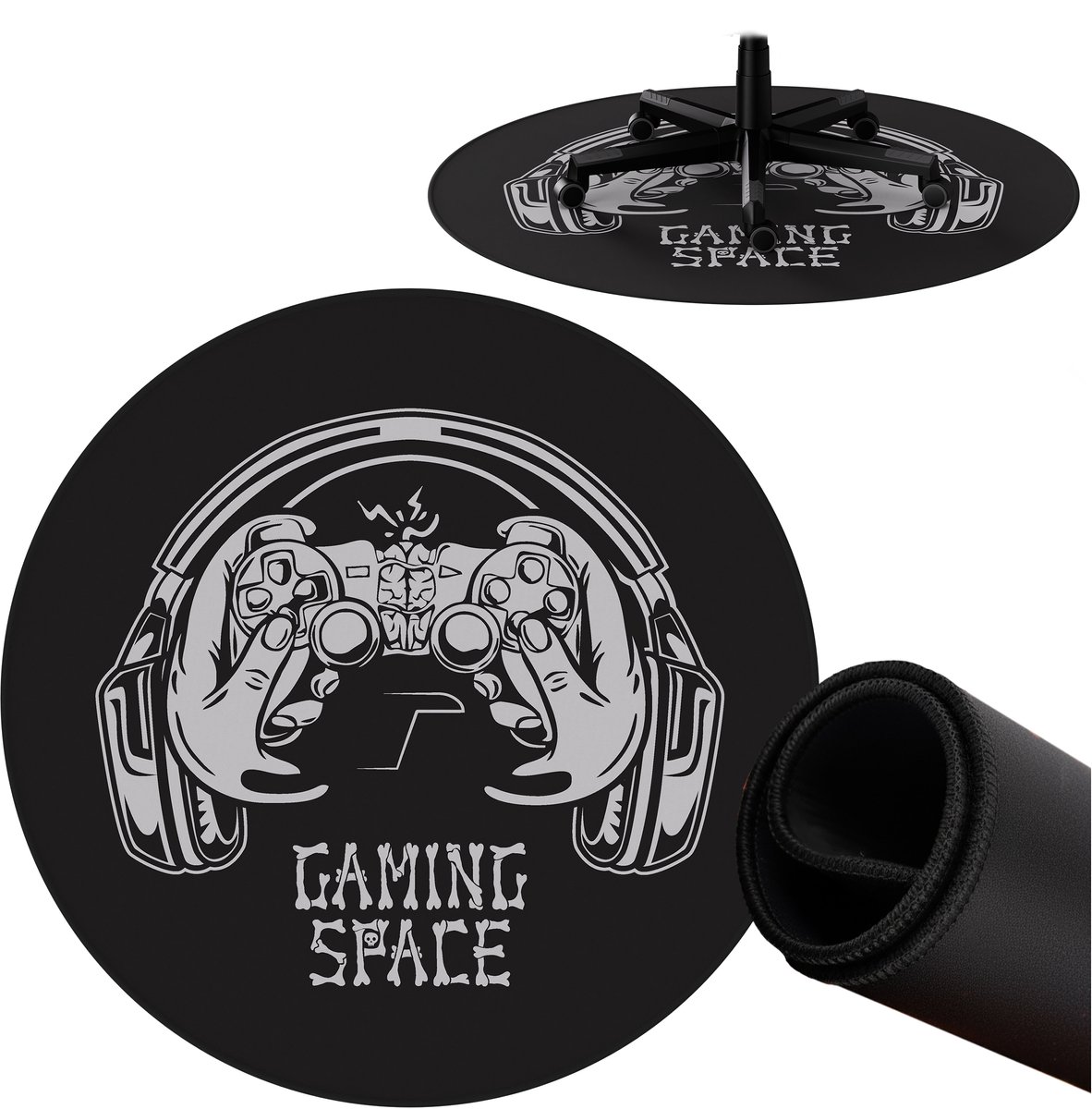 Huzaro FloorMat 6.0 – Gaming Vloermat 120x120 cm – Antislip – Waterdicht – Geluiddempend – Zwart met Design