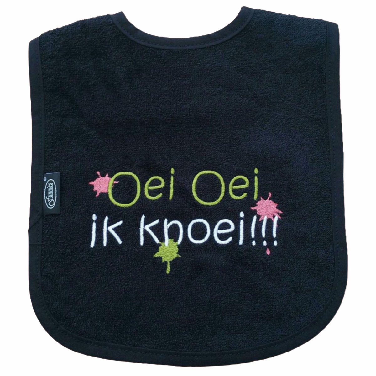Zwarte slab met "Oei oei ik knoei"