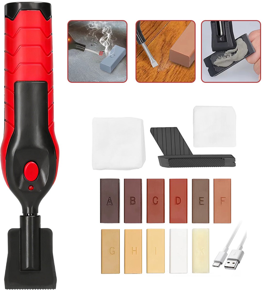 Verbindingsset - Doe-Het-Zelf Verbindingsset - Verbinden en Coaten - Reparatieset Voor Composiet Houten Vloeren - Geschikt voor Houten Meubels, Harde Was, Krassen, Vlekken, Scheuren en Gaten