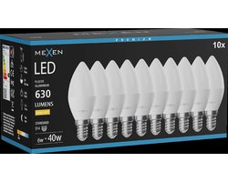 Mexen Nova 10x LED-lamp E14, C37, 6W, Warm - 3000K, 630 lm - L102-E14-0630-01x10