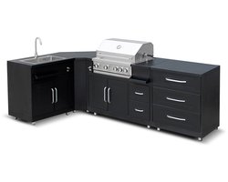 Oviala - 4-delige stalen buitenkeuken met barbecue - Memphis