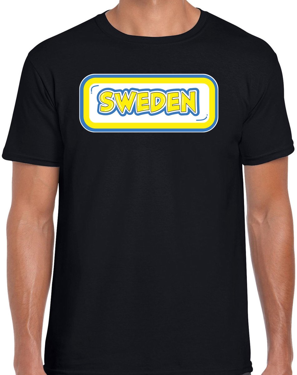 Bellatio Decorations Verkleed T-shirt voor heren - Zweden - zwart - voetbal supporter - themafeest S