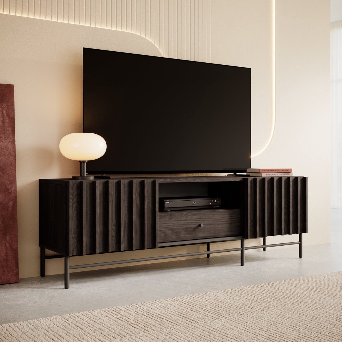 Meubella - TV-Meubel Paz - Donker eiken - 165 cm