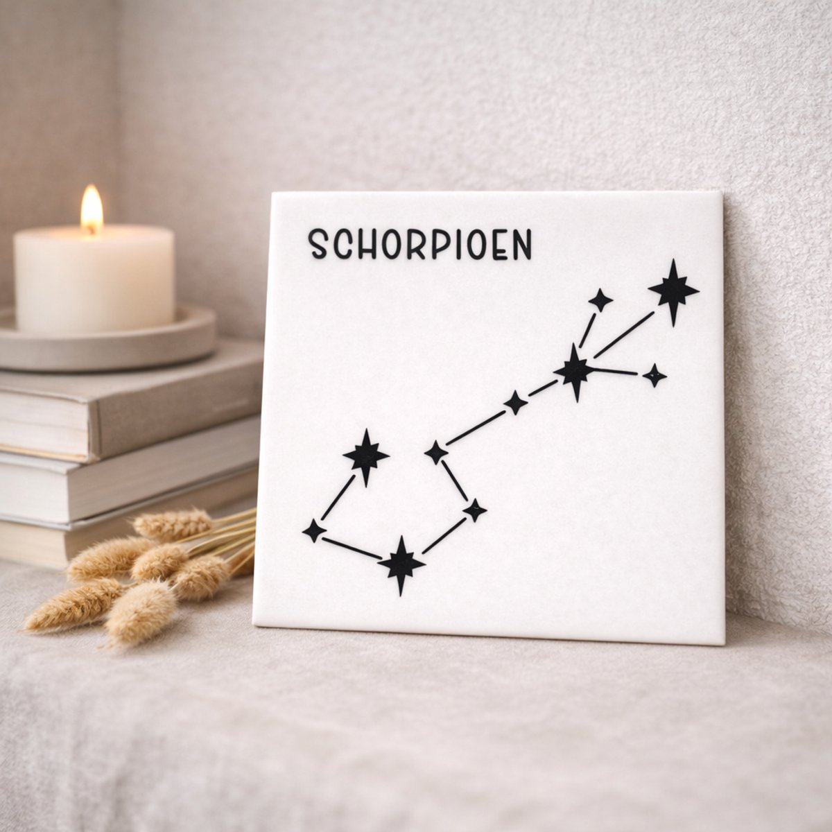 Troubadot | Tegeltje sterrenbeeld Schorpioen | minimalistische | decoratieve tegel met sterrenbeeld | kraamcadeau | geboorte | persoonlijk cadeau